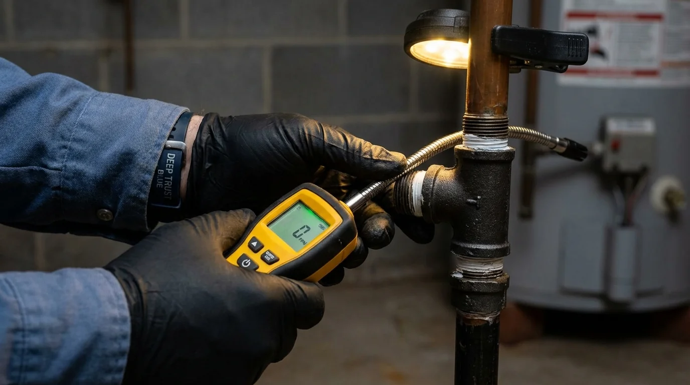 Gas leak detection with electronic sniffer by Johns Plumbing LLC in Delmar