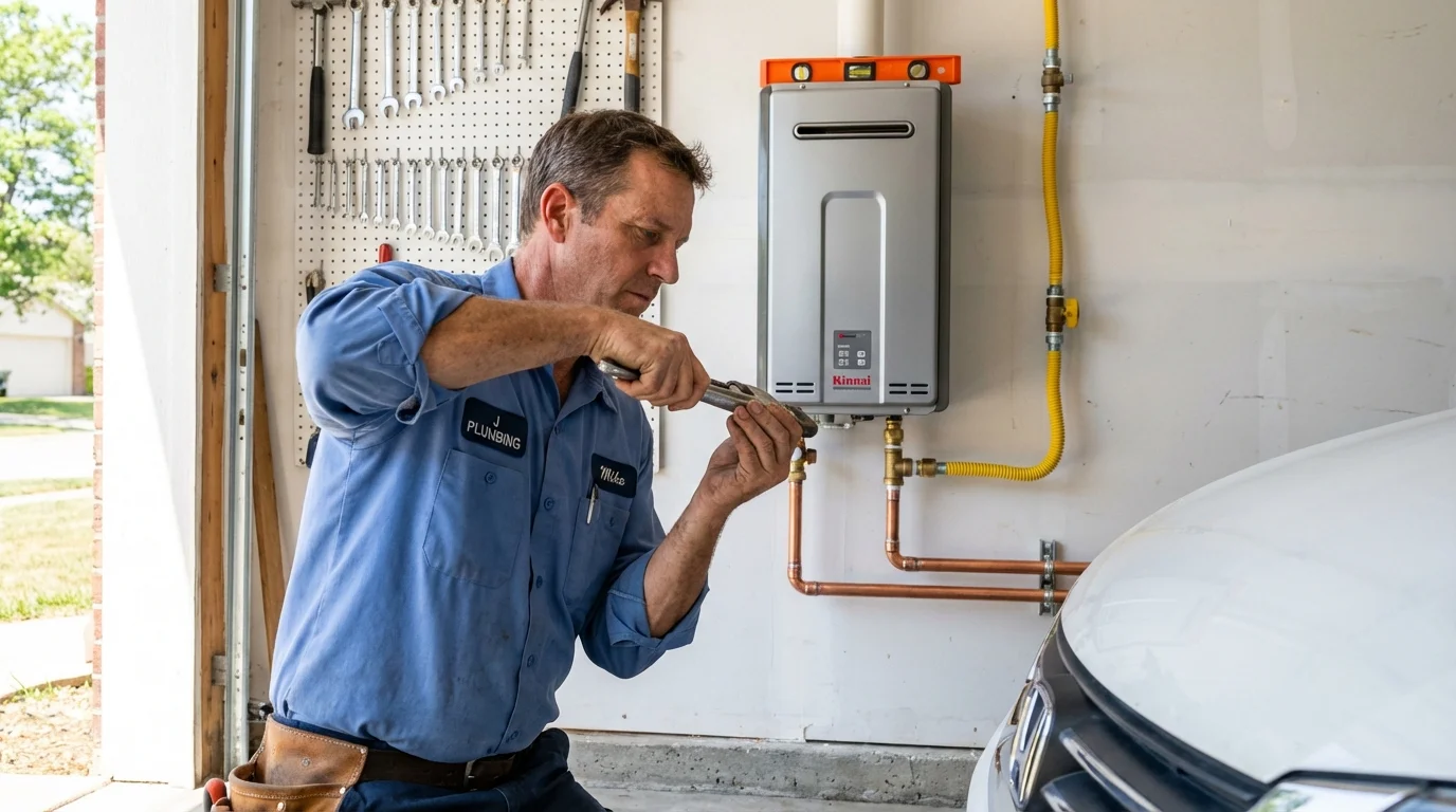 Tankless water heater installation by a Johns Plumbing LLC plumber in Delmar